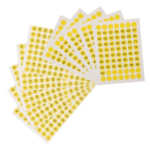 KALLORY 1 Satz Aufkleber Mit Runden Zahlen Nummern Aufkleber Zahlen Sticker Nummernaufkleber Klassifizierung Digitales Etikett Aufklebernummern Kupferplattenaufkleber Yellow 10 Blatt von KALLORY