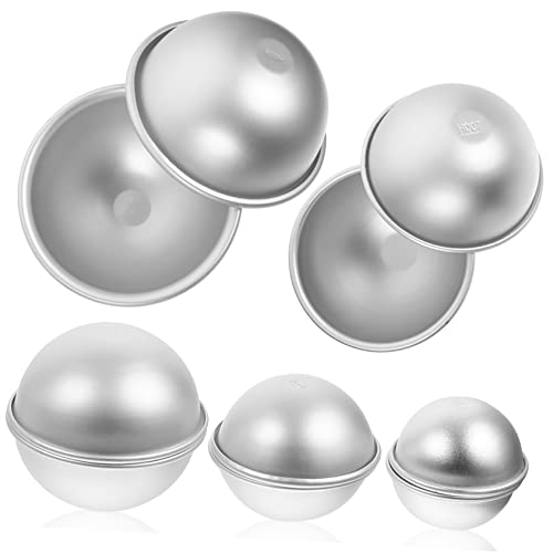 KALLORY 1 Satz Badekugel Form Cupcake-boxen Cupcake-pfanne Kuchenform in Herzform Kuchenform Kugel Kerzenformen Cupcake-dose Mini-kuchenformen Zum Backen Silver Aluminiumlegierung 5 Paar von KALLORY