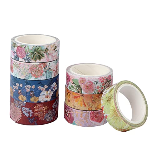 KALLORY 1 Satz Blumen Und Washi Tape Roll Semmel Hochwertiges Klebeband Diy Dekoration Bronzierendes Washi Tape Waschi Pastell Etikett Handkontoband Papier Selber Machen 8 Rollen von KALLORY