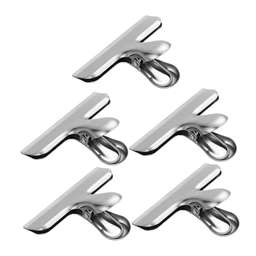 KALLORY 1 Satz Edelstahlclip Clips Für Lebensmittelbeutel Verschlussklammern Aus Edelstahl Lebensmittelbeutel-verschlussklammern Schwarz Brotbeutelverschlüsse Silver Rostfreier Stahl 5st von KALLORY