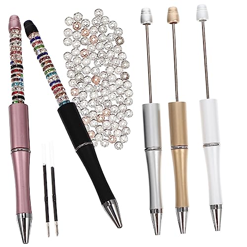 KALLORY 1 Satz Felgenwulststift Perlenstifte Masse Bausatz für Perlenstifte farbige Perlen perlbar für den jahrestag bastelbedarf DIY-Stift-Kit Bead-Kugelschreiber-Kit Legierung von KALLORY