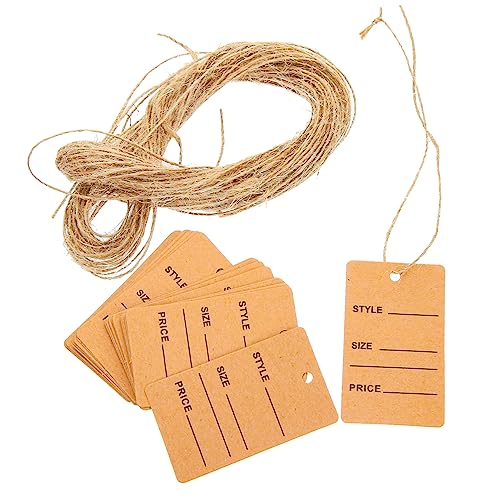 KALLORY 1 Satz Handgeschriebenes Preisschild Kraft-label-tags Tag-etiketten Schmuckanhänger Für Die Preisgestaltung Kleidungsetiketten Braune Etiketten Hanfseil Light Brown 200st von KALLORY