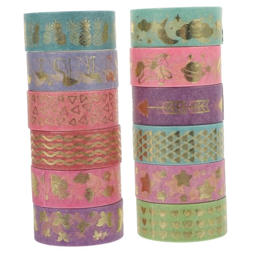 KALLORY 1 Satz Heißpräge-washi-tape Doppelt Papier Scrapbooking-zubehör Doppelseitiges Klebeband Dünn Bastelband The Washi Tape Bastelmaterial Band Scrapbook-diy-klebebänder 12st von KALLORY