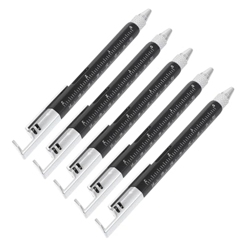 KALLORY 1 Satz Sechs-in-eins-schrauben Dreher Kugelschreiber Ballpoint Pen Multi Tools Gadget-schraubendreher-stift Werkzeugstifte Multitool-stifte 6 in 1 Stifte Abs-kunststoff Black 5st von KALLORY