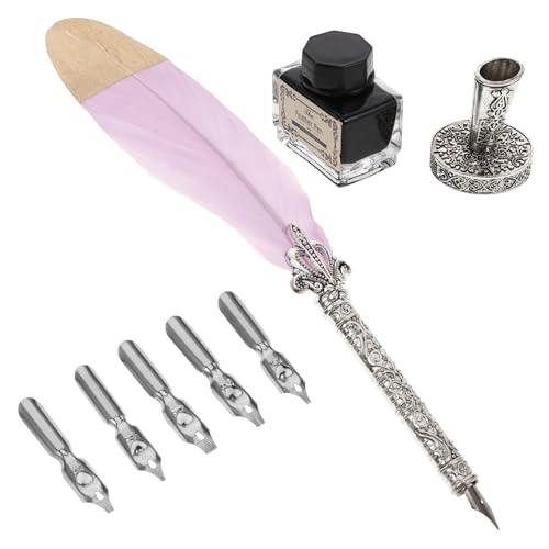 KALLORY 1 Satz Stift-set Kalligraphiestift Füllfederhalter-kit Tintenfass-tauchstift Schwarzer Federkiel Malerei Tauchstift Federkiel Für Den Haushalt Federkiel Tinte Violett Glas von KALLORY