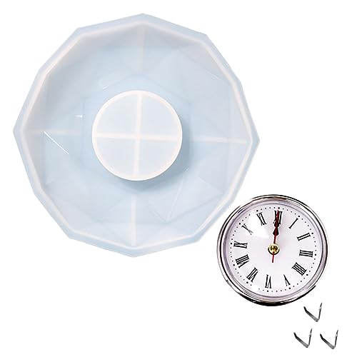 KALLORY 1 Satz Uhr-Zifferblatt-Form Untersetzerform Formen für Eisblöcke Uhren Pop Uhr DIY Silikonform Uhrzeit Gießform Uhr Epoxidform zum Selbermachen Silikonform für DIY Kieselgel Silver von KALLORY