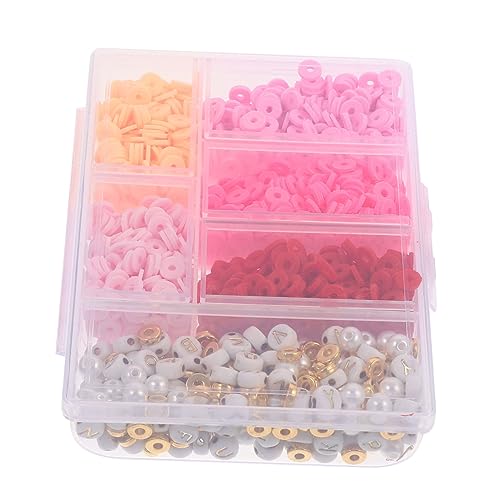 KALLORY 1 Satz Weiches Keramikset Schmuck Für Mädchen Kinder Halskette Runde Tonperlen Mädchen Schmuck Perlenset Schmuck Für Kinder Perlenarmbänder-kit Wohnung Armbandperlen Rosa Legierung von KALLORY