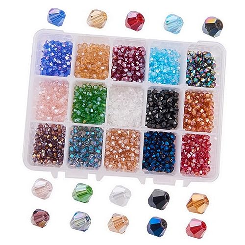 KALLORY 1 Schachtel Diamantperlen aus Glas Armbänder Edelsteine Reize Bausatz glasperlen schmuckherstellung jewelry making kit Armbinde bastelset lose Perlen für Schmuck Charms-Perlen von KALLORY