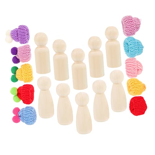 KALLORY 1 Set Bemalte Puppenspielzeuge Unbemalte Stiftpuppen Graffiti Spielzeug Mini DIY Puppe Montessori Stiftpuppen Spielzeug Für Kinder Mini Puppenhauben Für Kinder von KALLORY