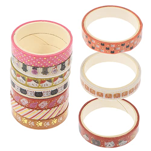 KALLORY 10 Rollen Heißpräge-washi-tape Diy Sammelalbum Milchband Papierbänder Mit Herzmuster Dekorative Klebebänder Selber Machen Geschenkband Abdeckband Scrapbook- Japanisches Papier von KALLORY