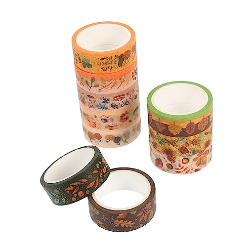 KALLORY 10 Rollen dekoratives klebeband für einklebebuch Aufkleber kürbispüree washi-tape Wickelbänder Papierbänder mit Herbstblumenblättern Sammelalbum Kürbis Washi Tape Geschenkbänder von KALLORY