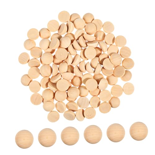 KALLORY 100Pcs gespaltene Holzkugel bastelmaterial für bastelzeug für Halbkugeln Massenspielzeug unvollendetes halbes Handwerk halber Bastelball Mini-Halbkugel Hölzern Yellow von KALLORY