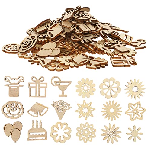 KALLORY 100St Holzspäne basteln Weihnachtsschmuck Kinder malen Spielzeug basteln für kinder bastelmaterial für kinder Handbemaltes Bastelspielzeug für Kinder handwerksdekorationen aus holz von KALLORY