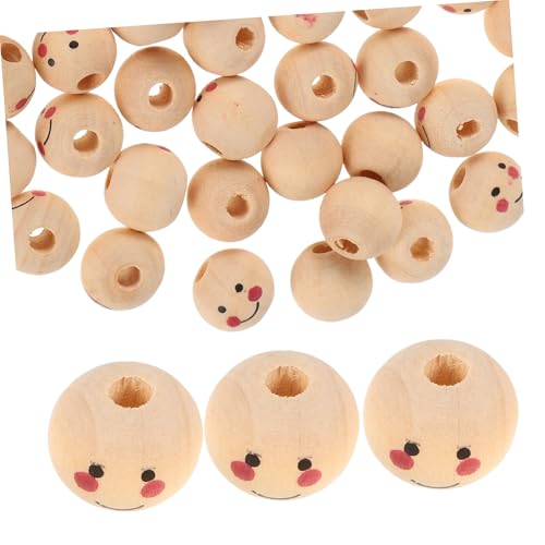 KALLORY 100St kinder perlen selber machen Lose Perlen mit Lächeln Armbänder Perlen Girlandenherstellung bastelmaterial für kinder bastelsets für kinder Schmuckzubehör Lächeln Perlen Holz von KALLORY