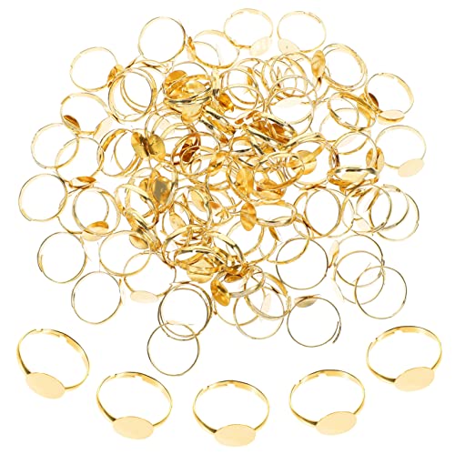 KALLORY 100st Verstellbarer Ringhalter Ringblenden Für Diy Ringschmuck Ringrohlinge Zum Basteln Ringbasis Flach Schmuckzubehör Für Die Herstellung Von Schmuck Runde Ringauflage Legierung von KALLORY