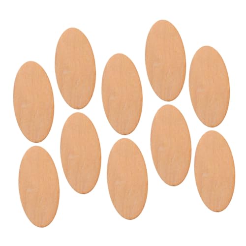 KALLORY 10er Set Ovaler Holzschnitt Bastelmaterial Unbehandelte Holzplatten DIY Dekorationsbedarf Oval Anhänger von KALLORY