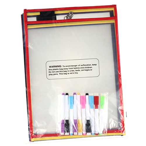 KALLORY 10er Set Wiederverwendbare Trockene Abwischtaschen PVC Transparente Dokumententaschen Für Schule Büro Und Reisen Leicht Und Vielseitig Inklusive 10 Trockenlöschstifte Und 10 von KALLORY