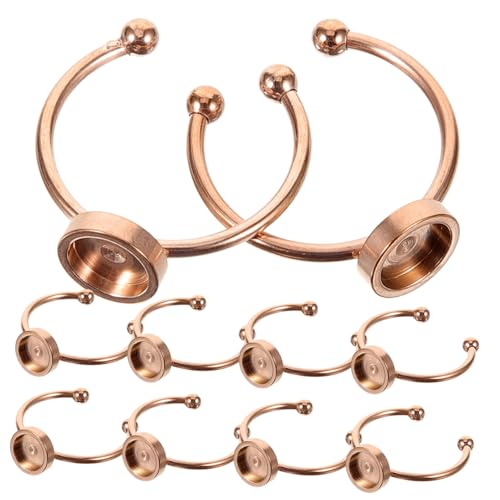 KALLORY 10pcs Ringschale Ringrohlinge Für Diy Basis Für Ring Ringbasis Basteln Leere Basis Ringbasis Für Schmuck Handwerk Ring Leer Ringfassungen Ohne Steine Rose Gold Rostfreier Stahl von KALLORY