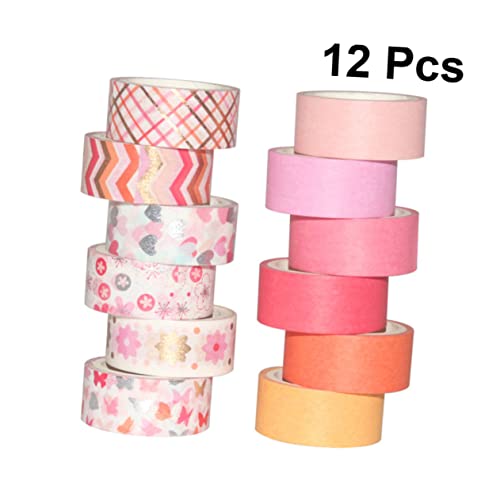 KALLORY 12 Rollen Fotoalbumband Sammelalbum liefert papierklebeband selber machen Abdeckband DIY Washi Tape rotes klebeband tape rot aufkleber tagebuch klebeband Buchalbum Klebeband von KALLORY