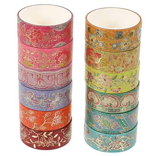 KALLORY 12 Rollen Taschen- Und Papierklebeband Dünne Washi-tapes Goldenes Washi-tape Scrapbooking-klebeband Selber Machen Washi Tapes Zum Basteln Retro- Fruchtdekor Blumenverzierungen von KALLORY