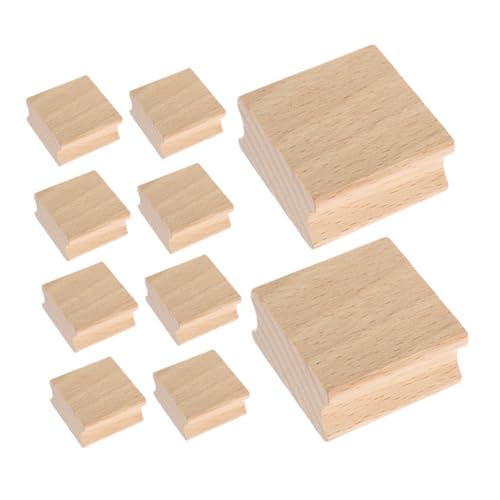 KALLORY 12 Stück Blanko Holzstempel Unfertiger Holzstempel Holzstempel Aus Gummi Blanker Holzwürfelblock Unfertige Holzblöcke Für DIY Schnitzzubehör von KALLORY