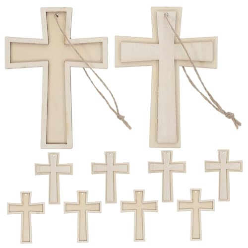 KALLORY -bastelset 12-teilig Holzkreuz-ornamente Unbemalt Dekorationen Für Zuhause Kirchendekorationen Pädagogisches Basteln Für Kinder von KALLORY