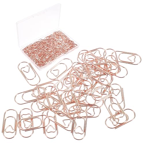 KALLORY 150 Stück Mini-liebes-büroklammern Lesezeichen-clips Kleine Büroklammer Office-dokumentenklammern Zwischenablage Kreative Büroklammern Klemmbrett-clip Mini-papier Metall Rose Gold von KALLORY