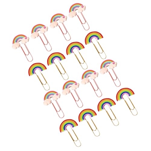 KALLORY 16St Regenbogen-Büroklammer Einzigartig geformte Büroklammern coole Büroklammern Lesezeichen-Clips Farbige Büroklammern PVC Büroklammern kleine Büroclips dekorative Clips Colorful von KALLORY