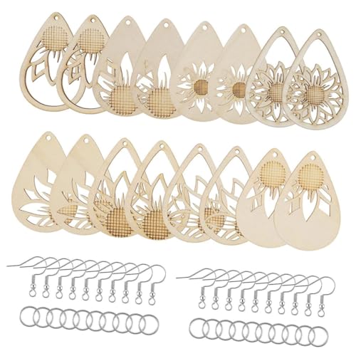 KALLORY 182 Teiliges DIY Ohrring Set Aus Unvollendete Holzohrringe Zum Basteln Mit 32 Ohrhängern 100 Sprungringen Und 50 Ohrhaken Kreatives Zubehör Für Ohrring Herstellung von KALLORY