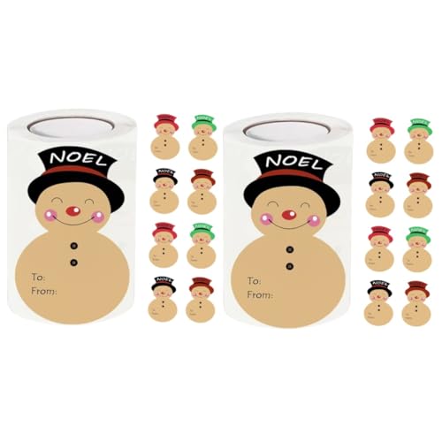 KALLORY 2 Rollen Schneemann-Geschenkanhänger weihnachtssiegeletikett dekorative Geschenketiketten geschenkverpackung weihnachtsaufkleber Geschenkaufkleber selbstklebender Siegelaufkleber von KALLORY