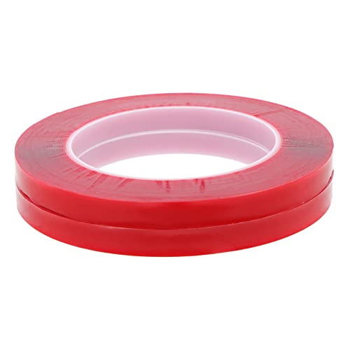 KALLORY 2 Rollen Transparentes Doppelseitiges Klebeband Maniküre-tape Displayhalter Mit Nagelkleber Transparentes Nagelband Klarer Präsentationsständer Geschenkband Kein Substrat Acryl Rot von KALLORY