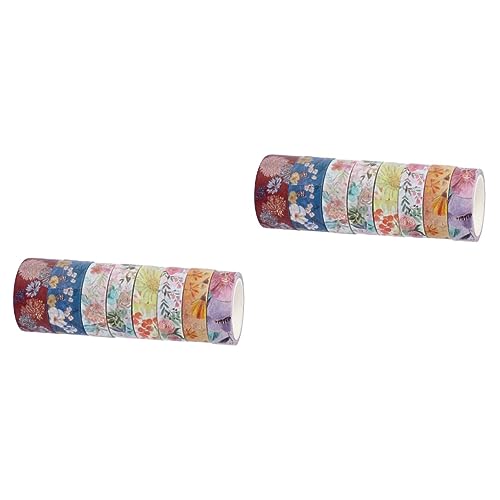 KALLORY 2 Sätze Blumen Und Washi Tape Papier Etikettenhersteller Spender Dekoratives Klebeband Streifen Pixel Roll Semmel Tagebuch-dekorband Aufkleber Für Geschenkverpackungen 8 Rollen * 2 von KALLORY