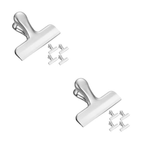 KALLORY 2 Sätze Edelstahlclip Verschlussklammern Aus Edelstahl Clips Für Lebensmittelbeutel Cinch-clips Gewichtsclips Für Stangen Metallklammern Silver Rostfreier Stahl 5 Stück * 2 von KALLORY