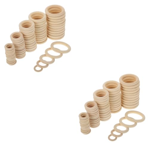 KALLORY 2 Sätze Holzring Holzring Makramee-pflanzenaufhänger-kit Türhaken Handtuchhalter Ringe Für Gardinen Retro Styles Bastelbedarf Hängende Ringe Dekorative Runde Ringe 60 Stück * 2 von KALLORY