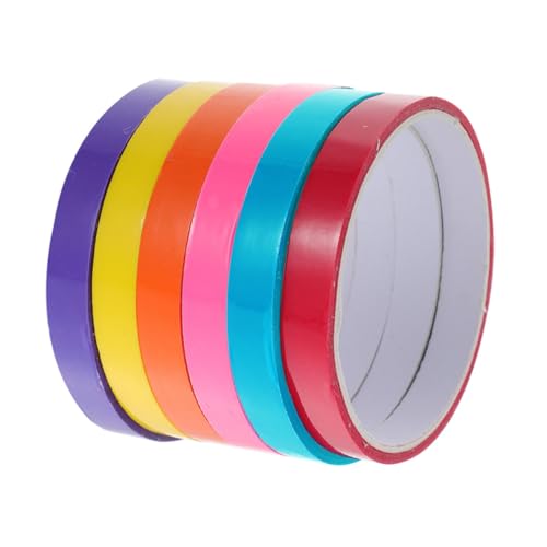 KALLORY 2 Sätze Klebriges Ballband Farbiges Klebeband Tapeband Neon Unsichtbares Klebeband Dekompressionsklebeband Dekompressionsbänder Bunte Kugelbänder Plastik 6 Rollen * 2 von KALLORY