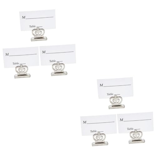 KALLORY 2 Sätze Kronensitz-clips Lesezeichen-clips Tischdekoration Für Partys Hochzeitsdeko Hochzeitsdeco Tischkartenhalter Clips Für Hochzeitsnachrichten Legierung Silver 3 Stück * 2 von KALLORY