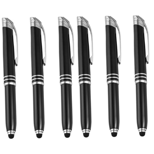 KALLORY 2 Sätze Kugelschreiber Schreibutensilien Büromaterial Led Stift Kapazitiver Eingabestift Stifte Mit Beleuchteter Spitze Stift Für Zeichen Touchscreen-stift Metall Black 3 Stück * 2 von KALLORY