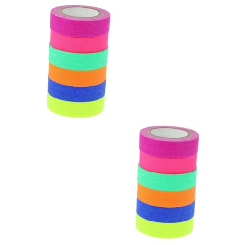 KALLORY 2 Sätze Leuchtband Mit Hoher Viskosität Klebeband Für Schwarzlicht Neon-gewebebänder Bodendeko Wandverkleidung Neon-stoffband Gewebeband Für Uv-schwarzlicht Baumwolle 6 Rollen * 2 von KALLORY