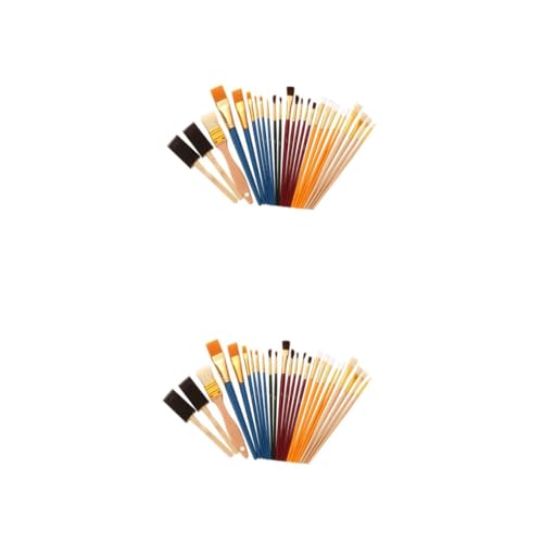 KALLORY 2 Sätze Ölgemälde Pinsel Set Aquarell-Palette Malpalette Basierend Ölfarbenstift Ölfarben Pinsel Brushpenset Künstlerpinsel Set Kunstpinsel Aquarellmalerei Nylonwolle 25 Stück * 2 von KALLORY