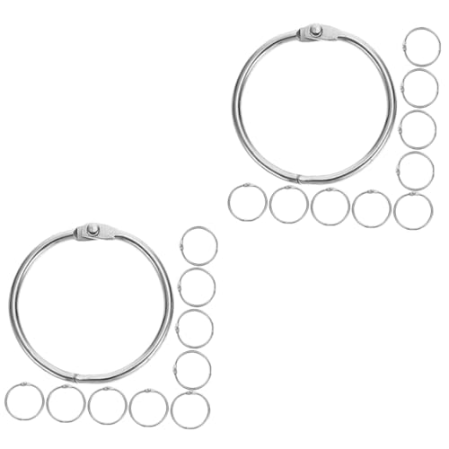 KALLORY 2 Sätze Ringbuch-ring Schlüsselbund Kleine Binderinge Praktische Segmentierte Binderinge Ringbuchklammern Clipringe Flexible Buchringe Papierringe Metall Silver 20 Stück * 2 von KALLORY