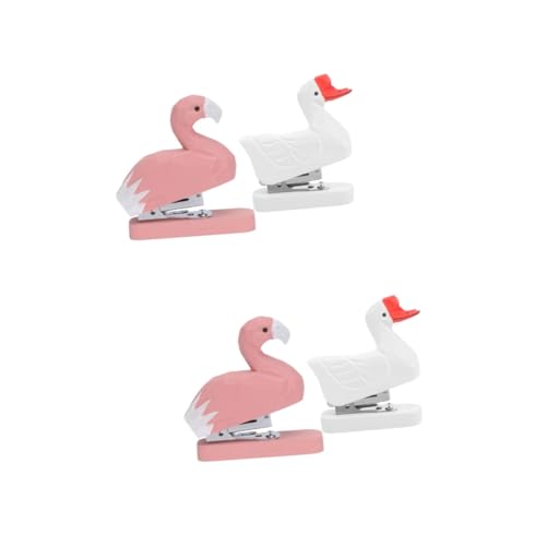 KALLORY 2 Sätze Tierhefter Lustiger Hefter Tierstatue Schnitzen Mini-tischhefter Flamingo-hefter Hefter in Tierform Schöner Bürohefter Heimhefter Studenten Stationär Eisen 2 Stück * 2 von KALLORY