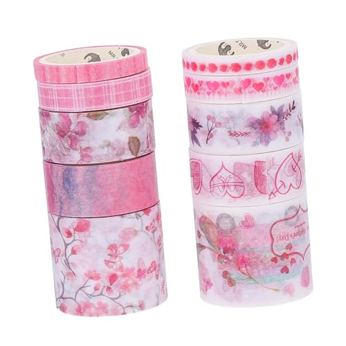 KALLORY 2 Washi-tape Klebestreifen Doppelseitiges Klebeband Beidseitig Transparent Klebeband Selbstklebend Selbstklebendes Klebeband Doppeltes Klebeband Dekoratives Klebeband Papier Rosy von KALLORY