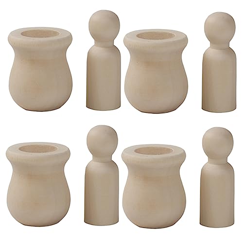 KALLORY 20 Satz 40 Stück Unfertige Puppen Einfache Puppenfigur Große Steckpuppen Kinder Malen Spielzeug Engel Peg Puppe Kinderpuppen Unbemalte Peg-puppen Steckpuppen Selber Machen Bambus von KALLORY