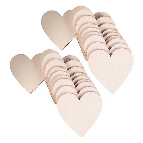 KALLORY 20 Stk liebe Hackschnitzel alte Aufkleber Anhänger für Geschenketiketten Band Planke Dübel herzform heartstopped Holzverzierungen Holzscheibe hölzerne Verzierungen Beige von KALLORY