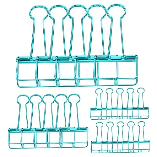 KALLORY 20 Stück Papierclips Kabine großer Büroklammerhalter Bretter klein Mini karten clip dokumentenmappe Bindeklammern in verschiedenen Größen große Bindeklammern Rostfreier Stahl Blue von KALLORY