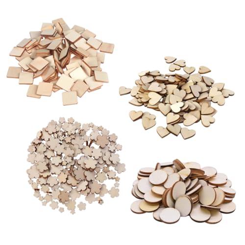 KALLORY 200st Holzspäne Selber Machen Holzscheibe Holzleerausschnitte Holzblöcke Holzausschnitte Leere Holzspäne Graffiti-chips Holzspan Leere Holzrohlinge Bastelausschnitt Hölzern Beige von KALLORY