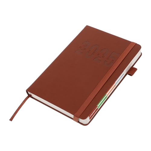 KALLORY 2025 Agenda-buch Täglicher Planer Termin Täglicher Kalenderplaner Notizblock Notizbuch Kalendertagebuch Monatlich Wöchentlich Undatierter Monatsplaner Kalenderbuch Brown Pu von KALLORY