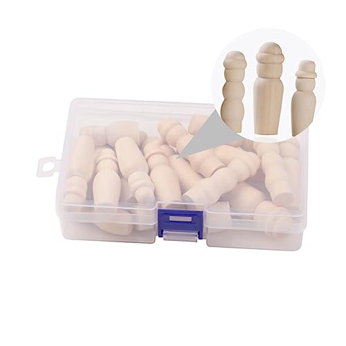 KALLORY 20Pcs Box Hölzerne Figur Bemalte Holzpuppe Reborn Puppennistpuppen Für Puppennähung Augen Puppen Babypuppenzubehör Malroboterpuppenhäuser Für Mädchen von KALLORY