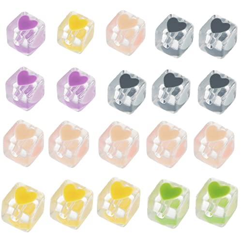 KALLORY 20St Würfel perlen bunte Armbänder Anhänger transparente Würfelperlen Schmuckzubehör Schmuckdesign Halskette Perle Perlen für die Herstellung von Armbändern Abstandsperlen Acryl von KALLORY