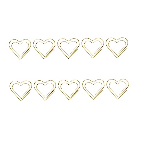 KALLORY 20St herz büroklammern bookmark book mark metallklemme office supplies Metallklammern Mini Halter für Büroklammern Papierhalterklemmen Lesezeichen-Clips Papierklammer Golden von KALLORY